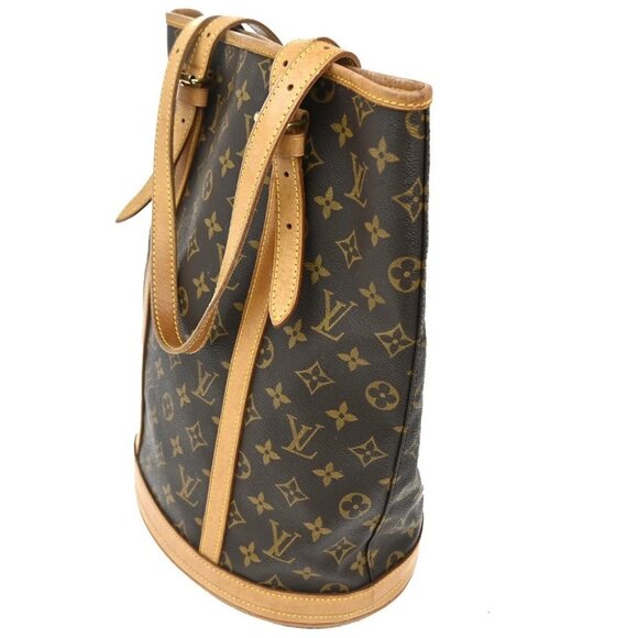 LOUIS VUITTON BUCKET GM Shoulder Tote Bag Monogram Leather Brown - Picture 5 of 13
